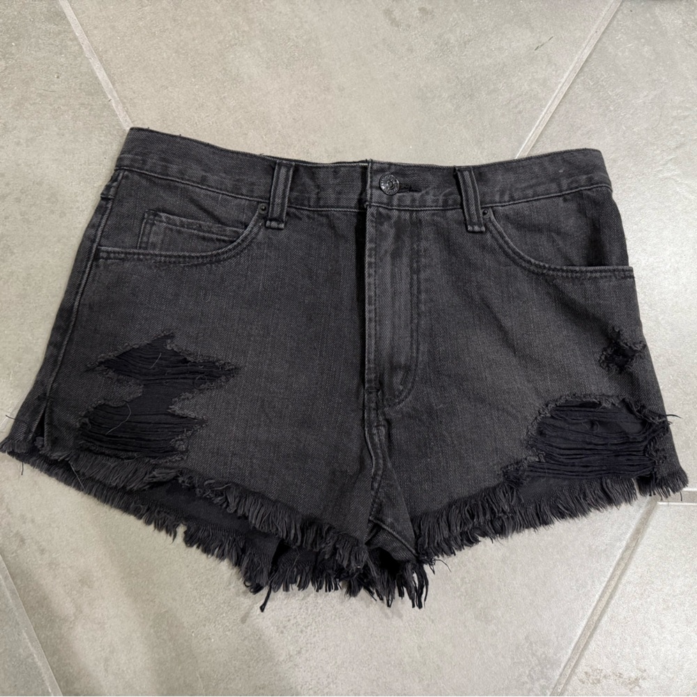 Abercrombie & fitch vintage black wash jean high rise short